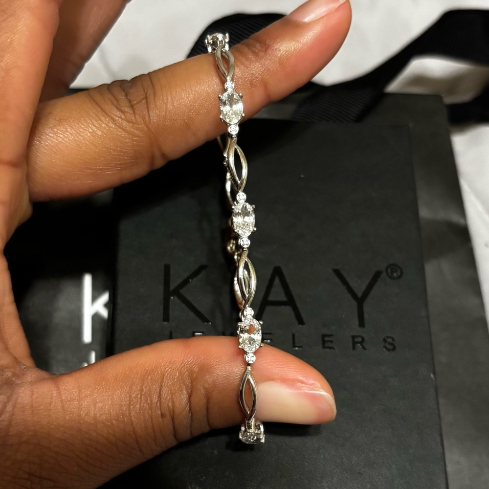Kay Jewelers Silver-Tone Cubic Zirconia Link Bracelet